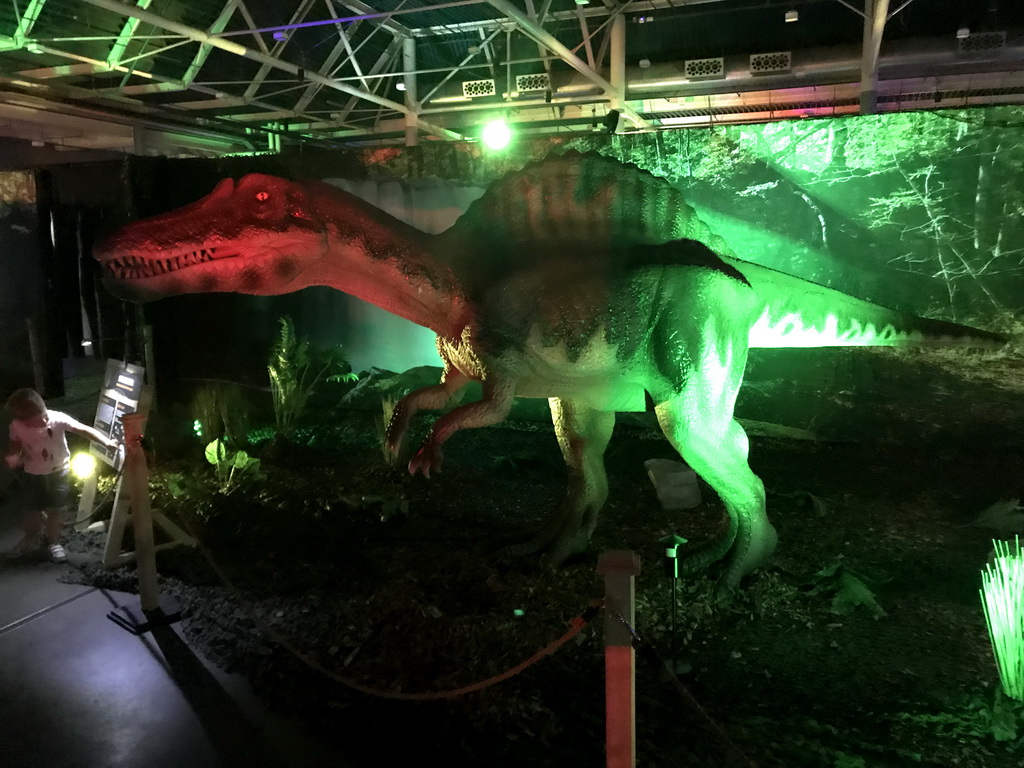 Spinosaurus statue at the World of Dinos exhibition at the Jaarbeurs building