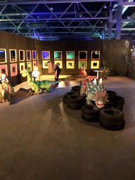 Dinosaur cars at the World of Dinos exhibition at the Jaarbeurs building