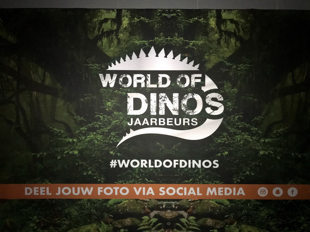 Logo of the World of Dinos exhibition at the Jaarbeurs building