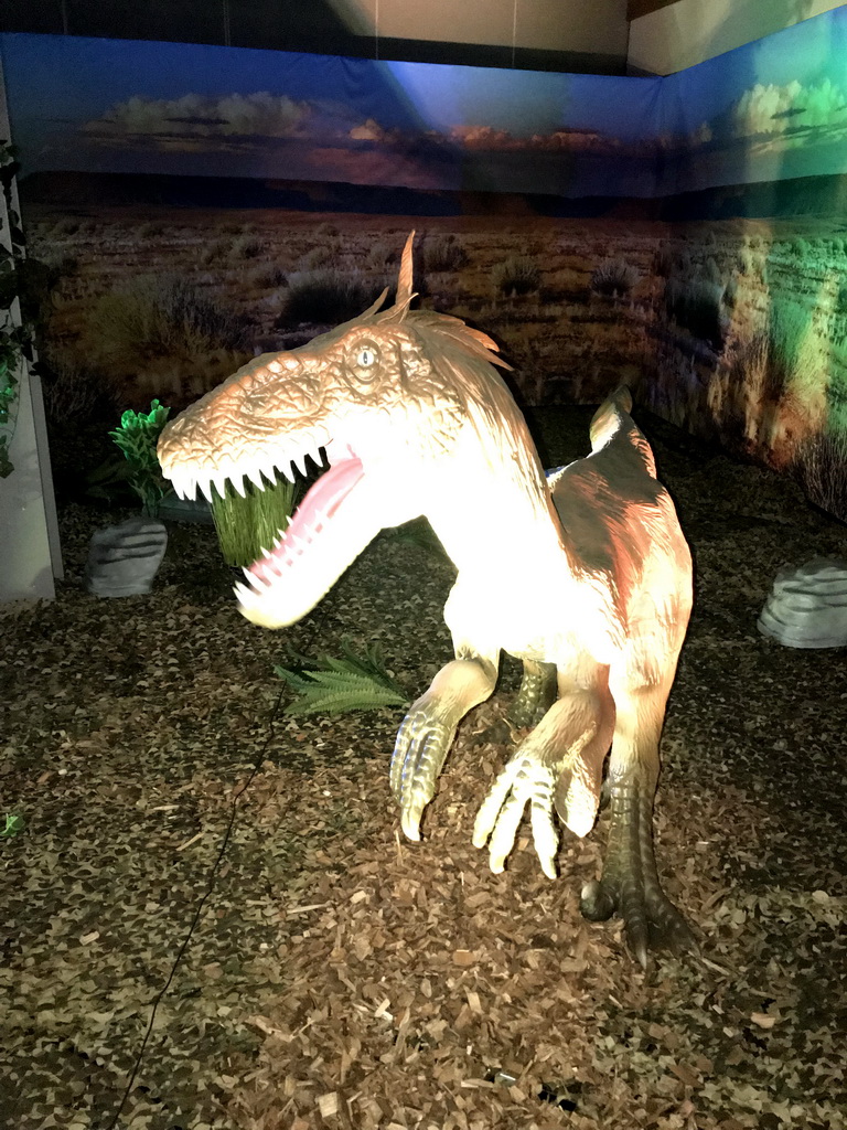 Velociraptor statue at the World of Dinos exhibition at the Jaarbeurs building