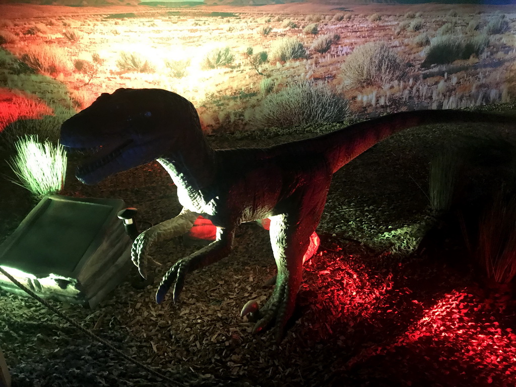 Velociraptor statue at the World of Dinos exhibition at the Jaarbeurs building