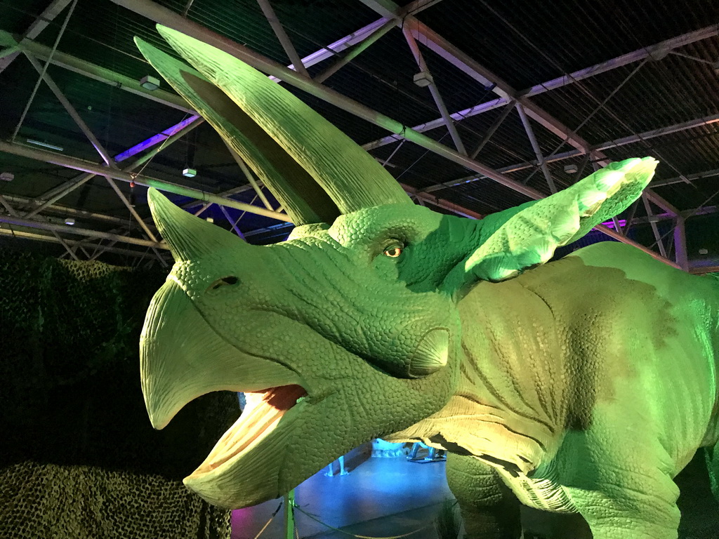 Triceratops statue at the World of Dinos exhibition at the Jaarbeurs building