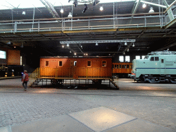 SSC 218 train at the `Treinen door de Tijd` exhibition at the Werkplaats hall of the Spoorwegmuseum