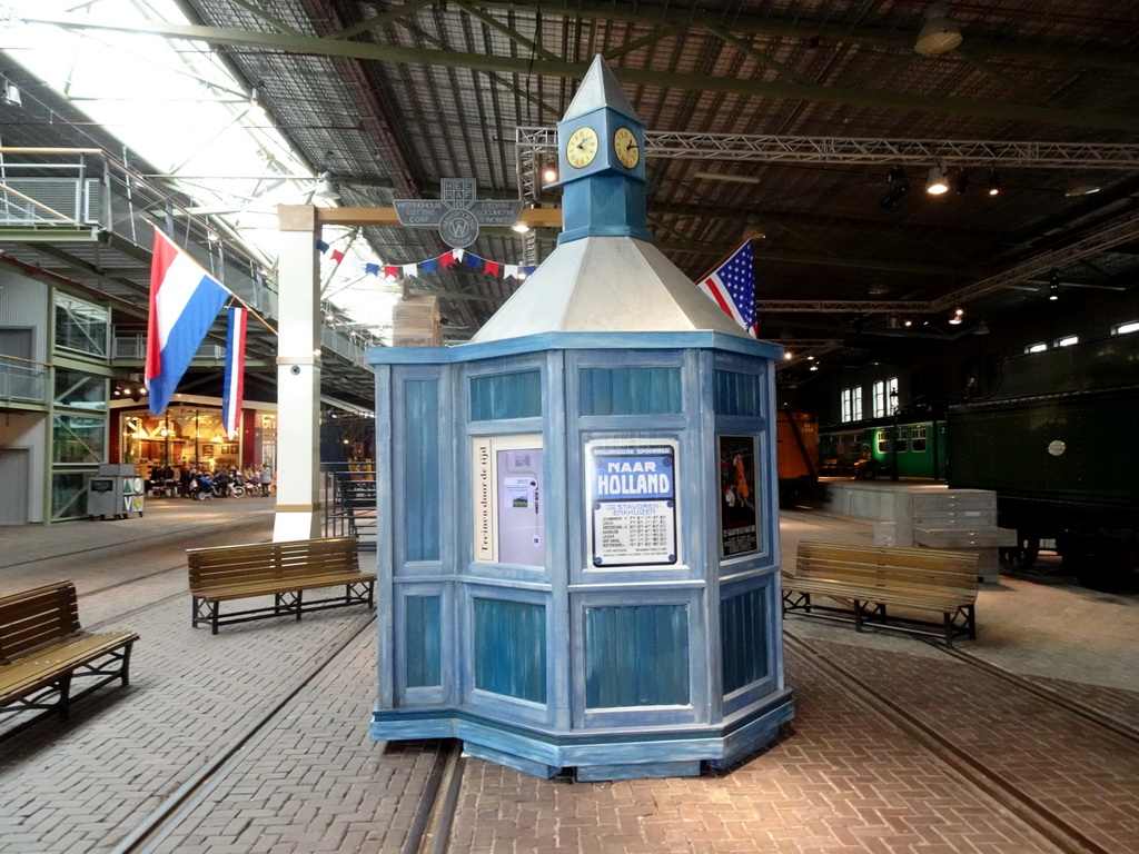 Kiosk at the `Treinen door de Tijd` exhibition at the Werkplaats hall of the Spoorwegmuseum