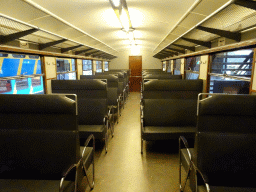 Interior of an old train at the `Treinen door de Tijd` exhibition at the Werkplaats hall of the Spoorwegmuseum