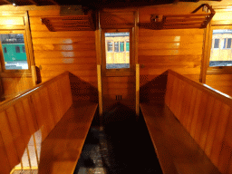 Interior of the SSC 218 train at the `Treinen door de Tijd` exhibition at the Werkplaats hall of the Spoorwegmuseum