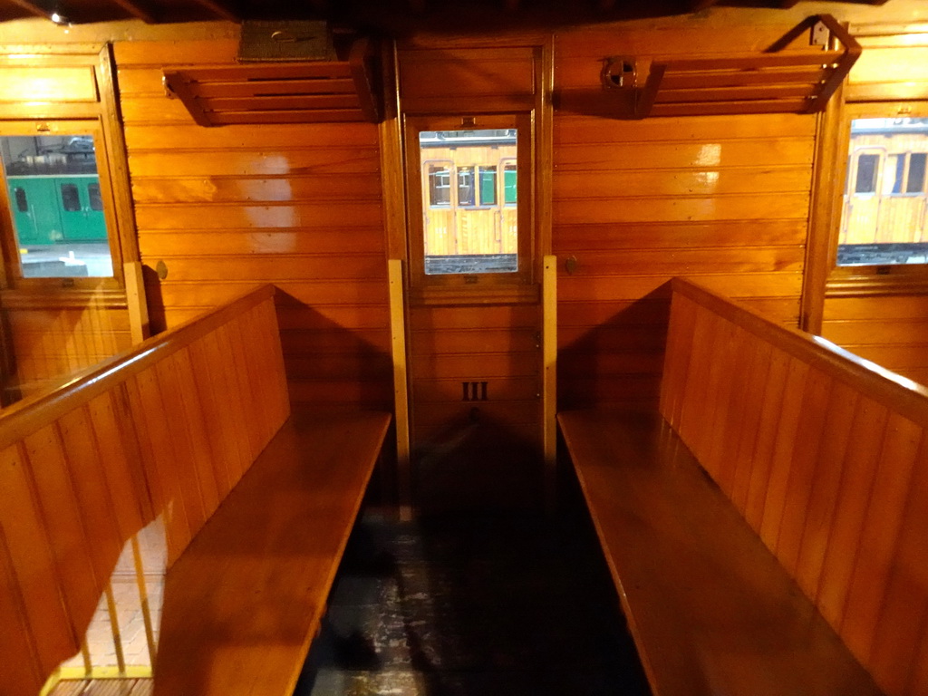 Interior of the SSC 218 train at the `Treinen door de Tijd` exhibition at the Werkplaats hall of the Spoorwegmuseum