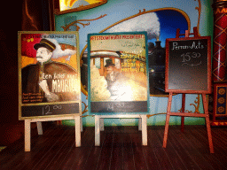 Signs in front of the Stoomtheater at the Droomreizen attraction at the Werkplaats hall of the Spoorwegmuseum