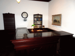 Desk at the lobby at the Droomreizen attraction at the Werkplaats hall of the Spoorwegmuseum