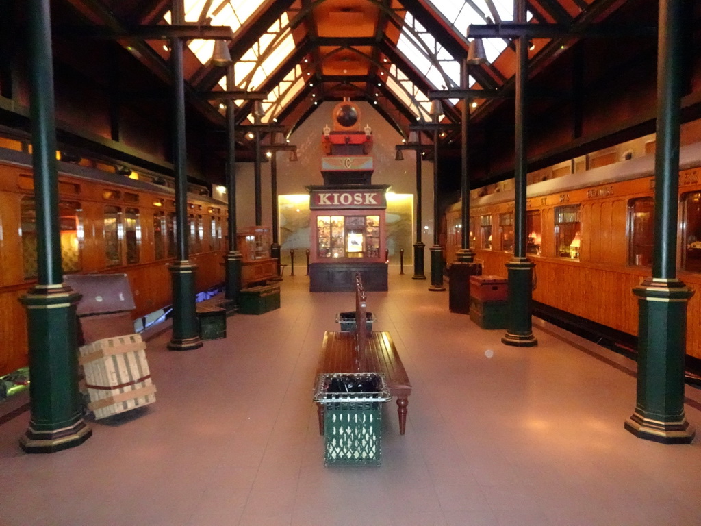 Railway platform at the Droomreizen attraction at the Spoorwegmuseum