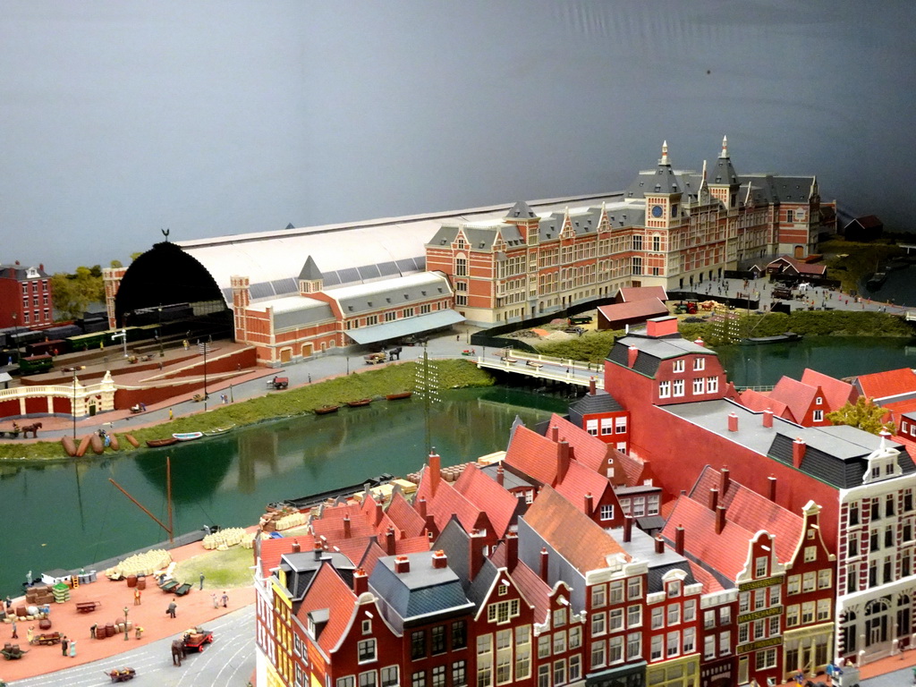 Scale model of the Amsterdam Central Railway Station of around 1900 at the Droomreizen attraction at the Spoorwegmuseum