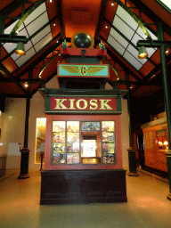 Kiosk at the railway platform at the Droomreizen attraction at the Spoorwegmuseum