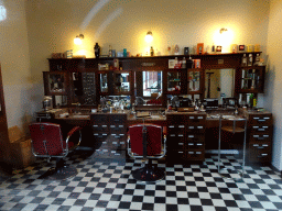 Interior of the barber`s room at the Maliebaanstation building of the Spoorwegmuseum