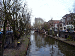 The north side of the Oudegracht canal and the Dom Tower, viewed from the Smeebrug bridge