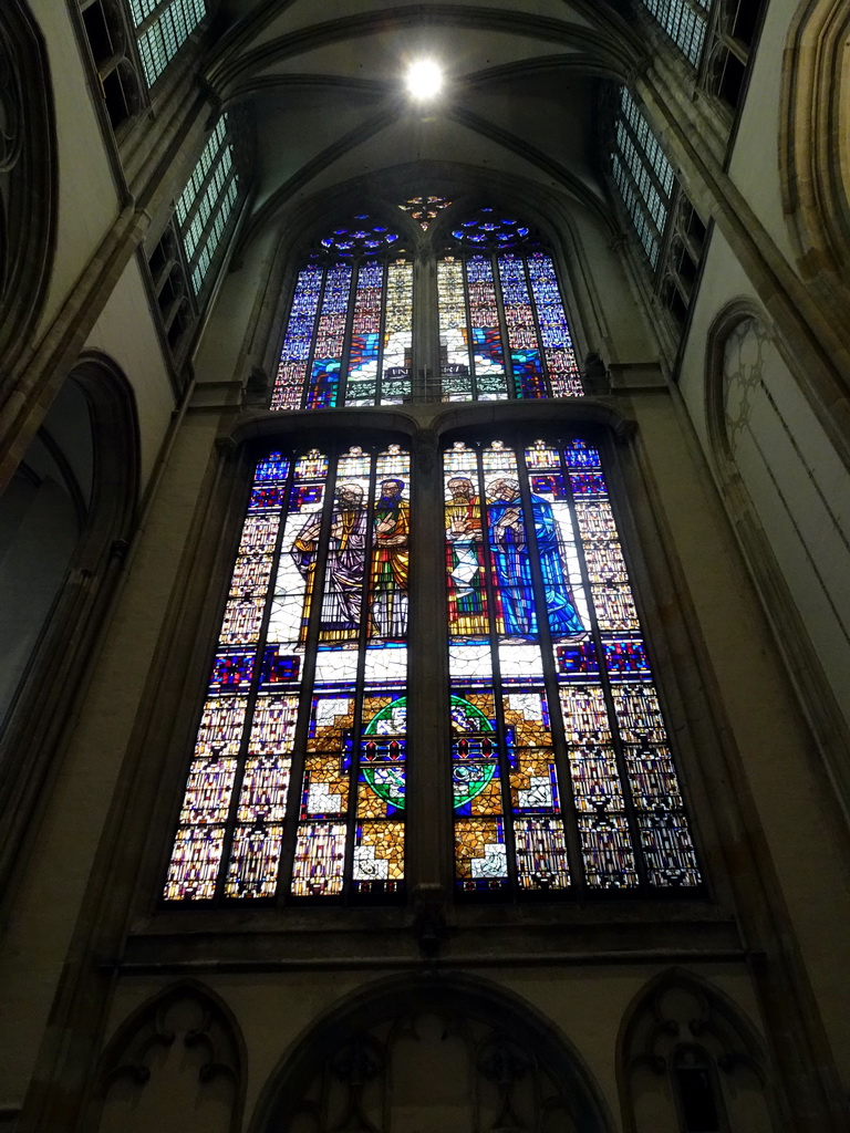 Stained glass windows at the south transept of the Domkerk church