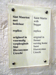 Explanation on the statuette `Saint Martin with beggar` at the east side of the Domkerk church