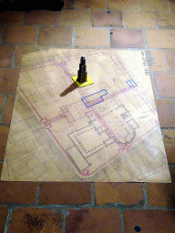 Old map of the Domplein area and a scale model of the Dom Tower, at the introduction room of the DomUnder exhibition building