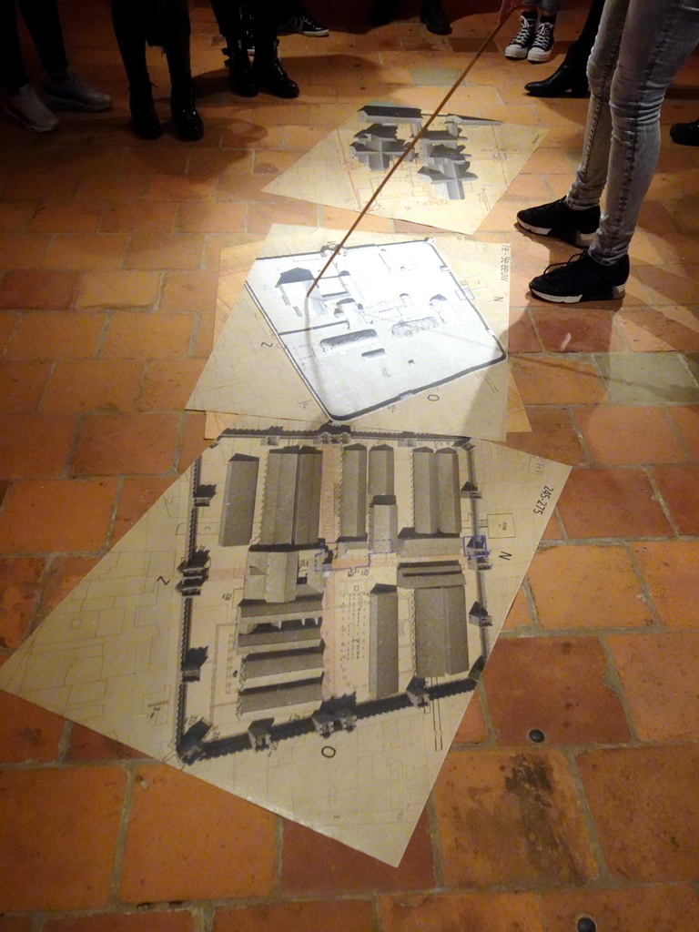 Old maps of the Domplein area at the introduction room of the DomUnder exhibition building