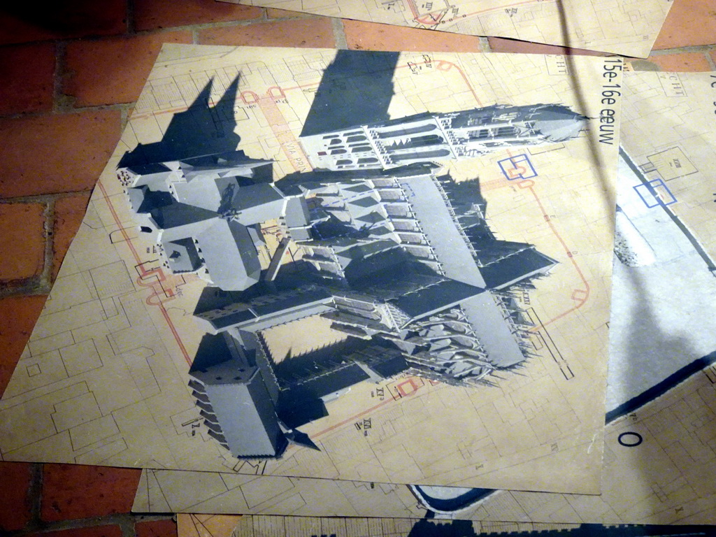 Old maps of the Domplein area at the introduction room of the DomUnder exhibition building