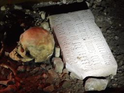 utrecht_8_094 - 301 kb - 1024x768 - Skull and stone with inscriptions at a Roman grave at the DomUnder exhibition under the Domplein square Skull and stone with inscriptions at a Roman grave at the DomUnder exhibition under the Domplein square