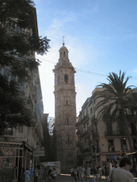 The tower of the Iglesia de Santa Catalina church at the Plaça de Santa Caterina square