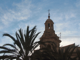 The tower of the Iglesia de Santa Catalina church, viewed from the Plaça de la Reina square