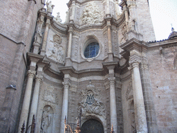 Facade of the entrance to the Valencia Cathedral at the Plaça de la Reina square