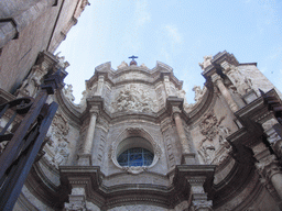 Facade of the entrance to the Valencia Cathedral at the Plaça de la Reina square