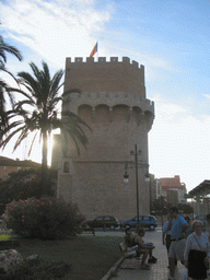 East side of the Torres de Serranos towers at the Plaça dels Furs square