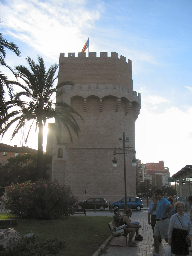East side of the Torres de Serranos towers at the Plaça dels Furs square