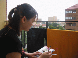 Miaomiao on the balcony of our apartment in the suburbs