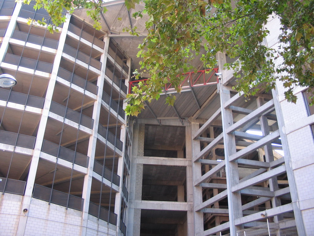 Northeast facade of the Mestalla Stadium at the Carrer de les Arts Gràfiques street