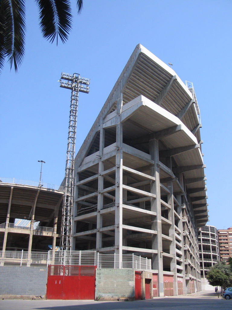 Northwest side of the Mestalla Stadium at the Avinguda de Suècia street