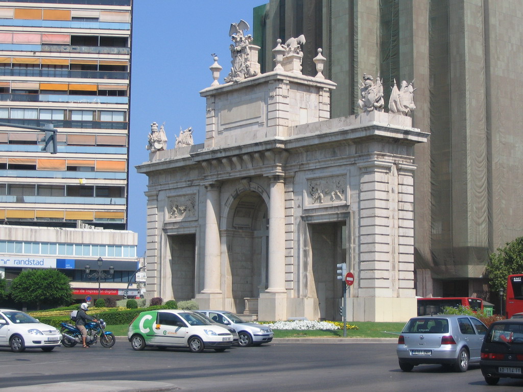 The Puerta de la Mar arch at the Plaça de la Porta de la Mar square