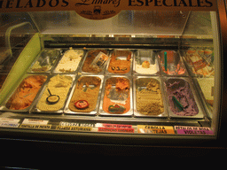 Special ice cream flavours at the Helados Artesanos Llinares ice cream shop at the Plaça de la Reina square