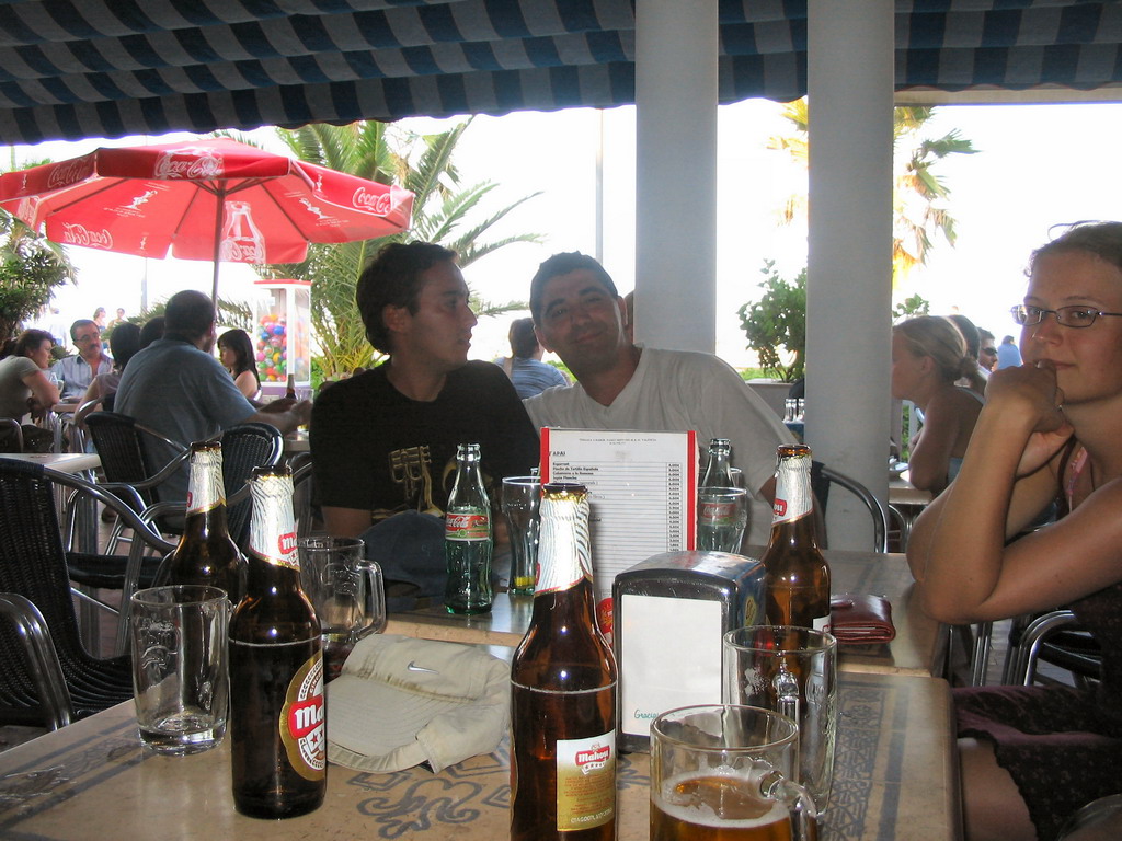 Our friends on a terrace at the beach at the east side of Valencia