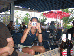 Our friend on a terrace at the beach at the east side of Valencia