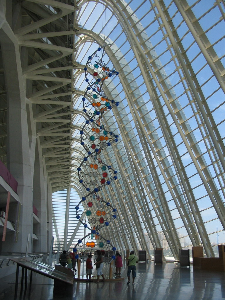 Scale model of a DNA molecule at the Museu de les Ciències Príncipe Felipe museum at the Ciudad de las Artes y las Ciencias complex