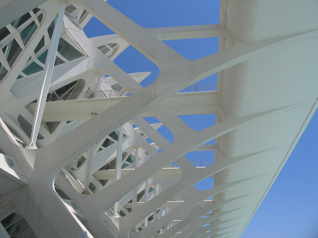 Facade of the Museu de les Ciències Príncipe Felipe museum at the Ciudad de las Artes y las Ciencias complex