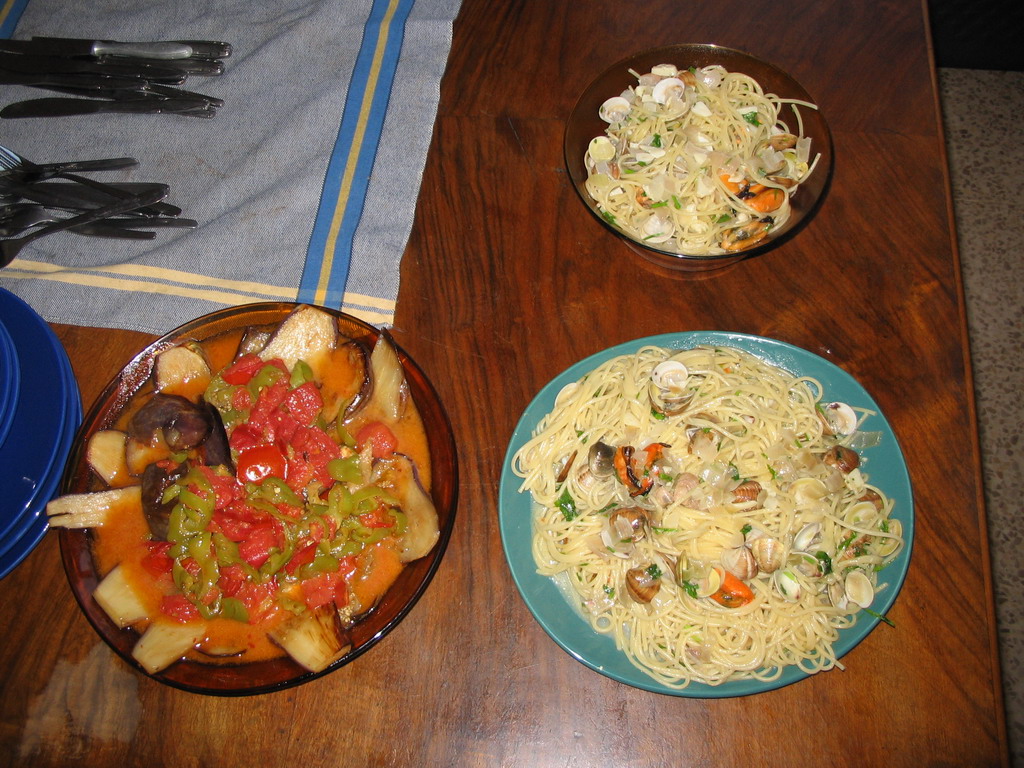 Dinner in our apartment in the suburbs