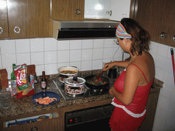 Miaomiao making lunch in our apartment in the suburbs