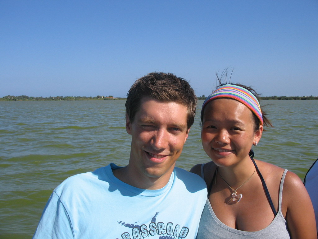 Tim and Miaomiao on a tour boat on the Albufera lagoon