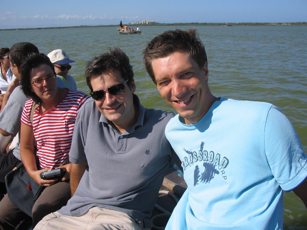 Tim and a friend on a tour boat on the Albufera lagoon