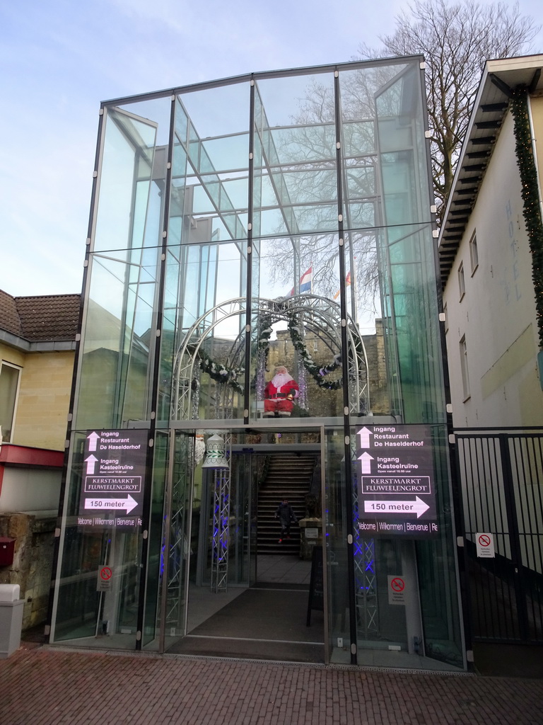 Entrance to the ruins of Valkenburg Castle at the Grendelplein square