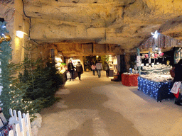 Christmas trees and jewelry at the christmas market at the Municipal Cave