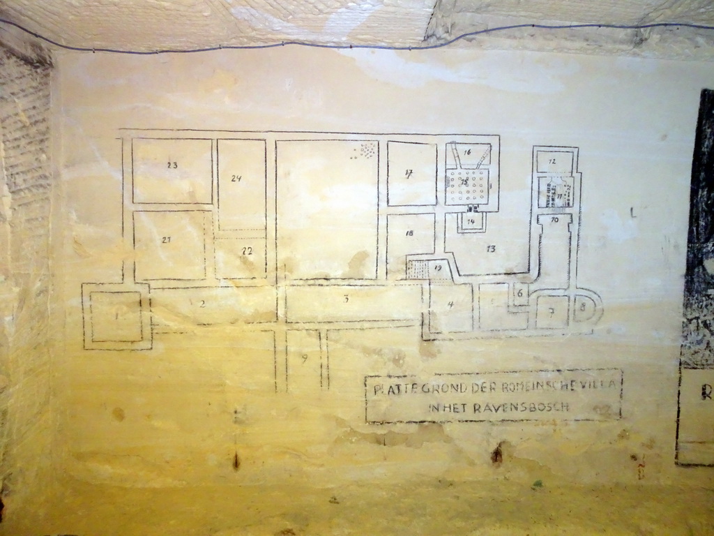 Wall map of the Roman villa Ravensbosch at the Municipal Cave