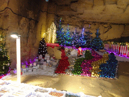 Christmas trees and decorations at the christmas market at the Municipal Cave