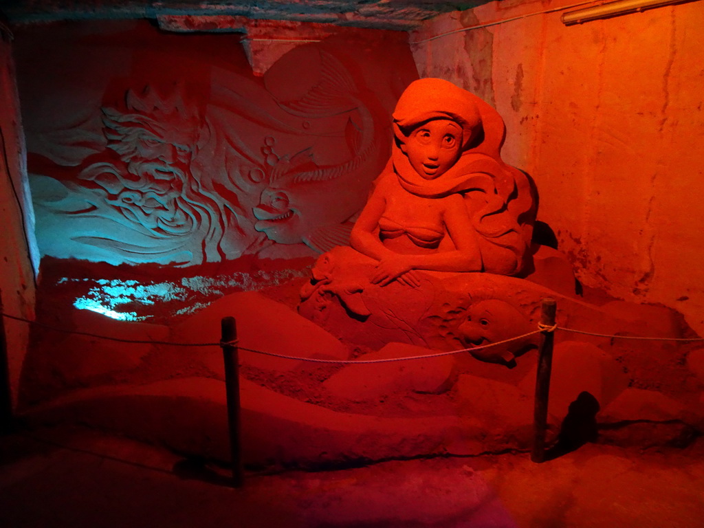 Sand sculpture of the Little Mermaid, at the Winter Wonderland Valkenburg at the Wilhelmina Cave