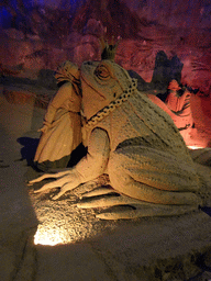 Sand sculpture of the Frog Prince, at the Winter Wonderland Valkenburg at the Wilhelmina Cave