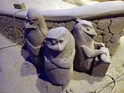 Sand sculpture of the Penguins from Madagascar, at the Winter Wonderland Valkenburg at the Wilhelmina Cave